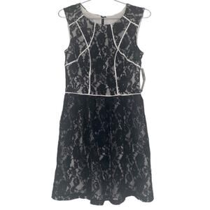 Ivy & Blu Maggy Boutique Sleeveless Black and White Lace Dress